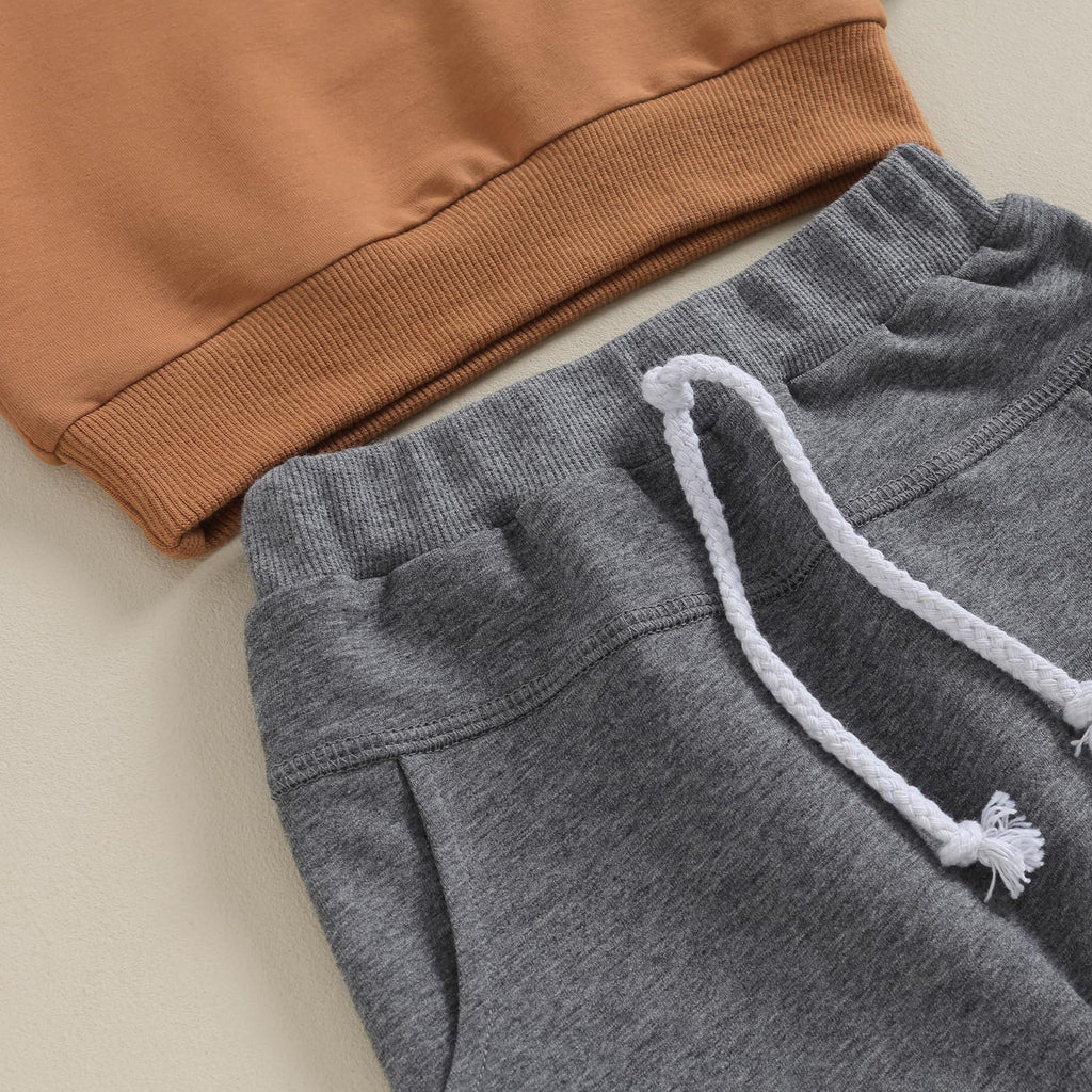 MA&BABY Toddler Baby Boy Clothes Solid Color Sweatshirt Jogger Pants Set