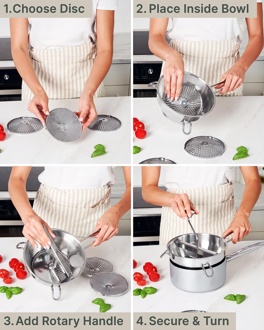 Hungry Artisan Stainless Steel Food Mill for Tomato Sauce & Canning
