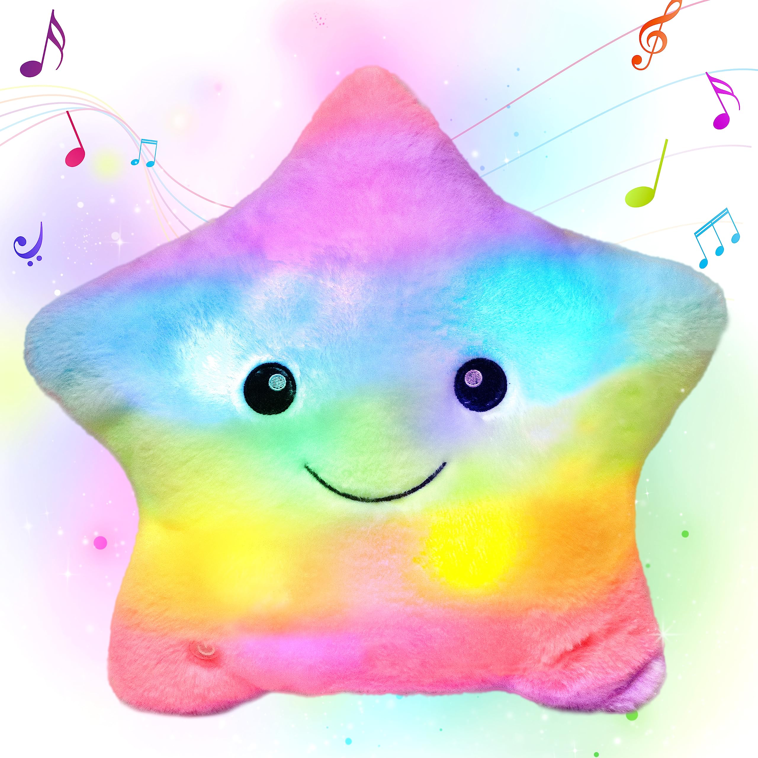 Cuteoy Musical Star Plush Pillow Glowing LED Light-up Stuffed Animal Toys