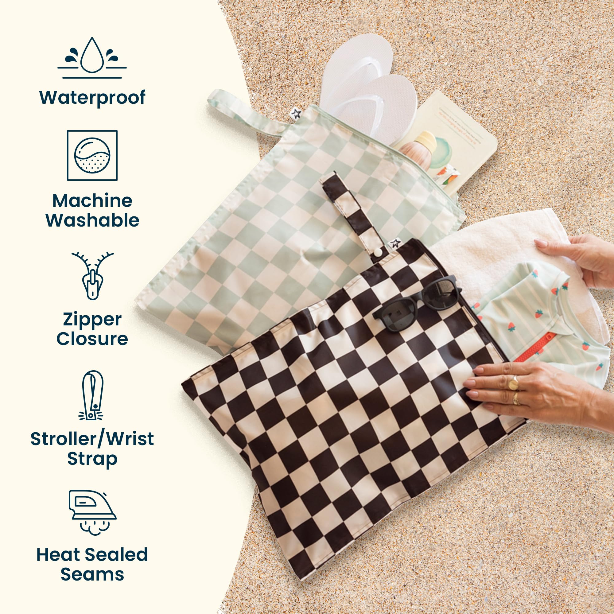 Tiny Twinkle Mess Proof Wet Bags | 2-Pack Reusable Waterproof Wet Bags for Swimsuits | Baby Clothes | Travel & Diaper Bag (Cotton Candy)