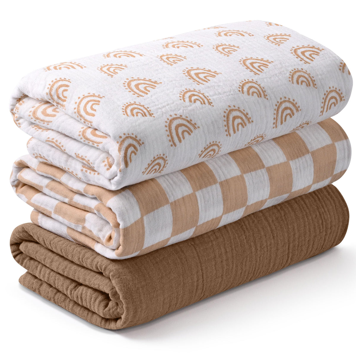Muslin Swaddle Blankets for Newborn, 3 Pack Breathable Soft Receiving Blanket, Large 38 x 40 inches Swaddle Wrap Burping Clothes Diapers, Essentials Infant Shower Items, Toddler Gift (Cute Country)