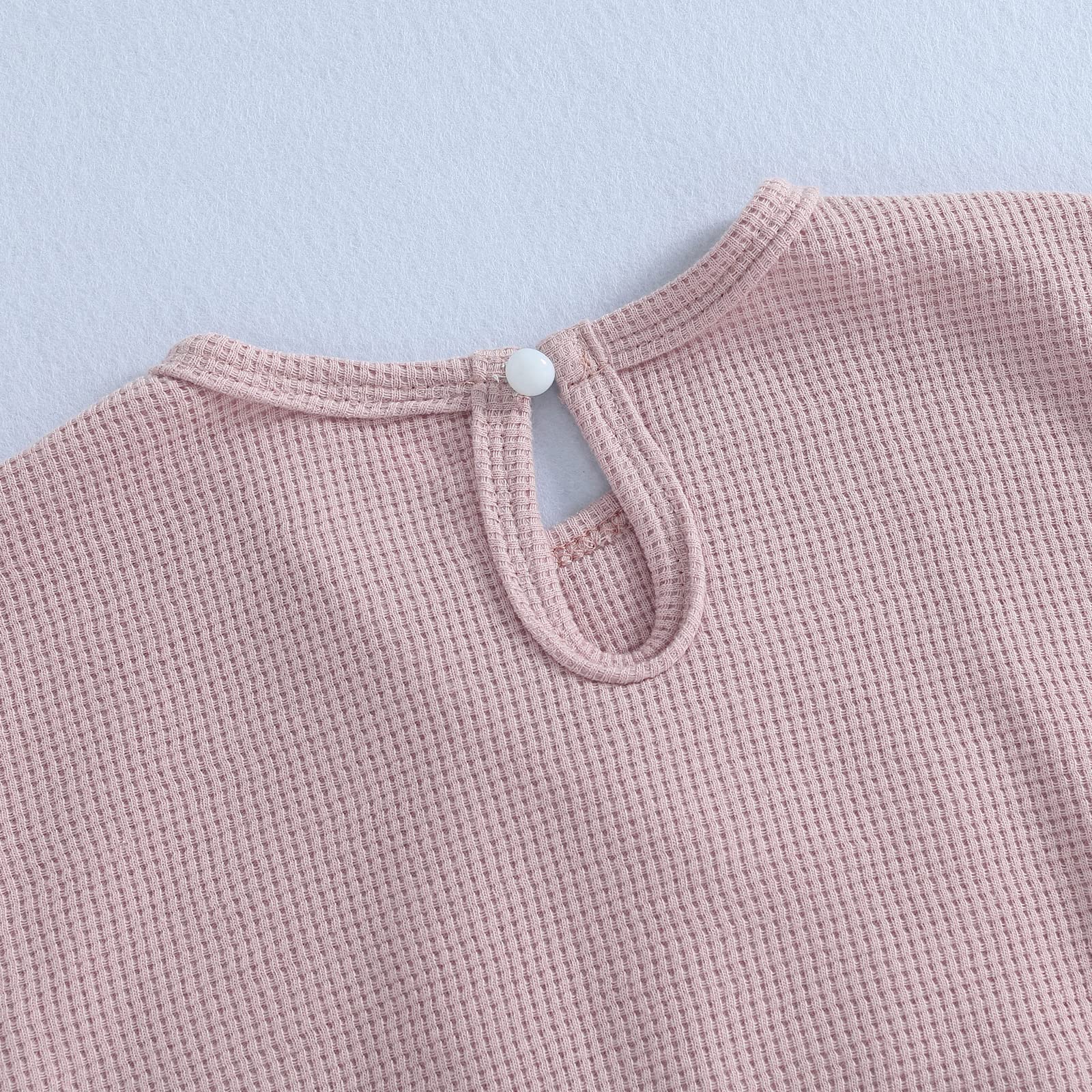 Cute Baby Sweatshirt Romper Waffle Knit Baby Clothes Infant Girl Boy Fall Winter Outfits (Pink-a, 18-24 Months)
