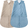 BSTOPPT Fleece Newborn Sleep Sack Baby Swaddle,3-Way Adjustable Wearable Blanket,2 Pack Fleece Swaddling sleeping bag TOG 2.0， (Brown & Dark Green, 6-12 Months)