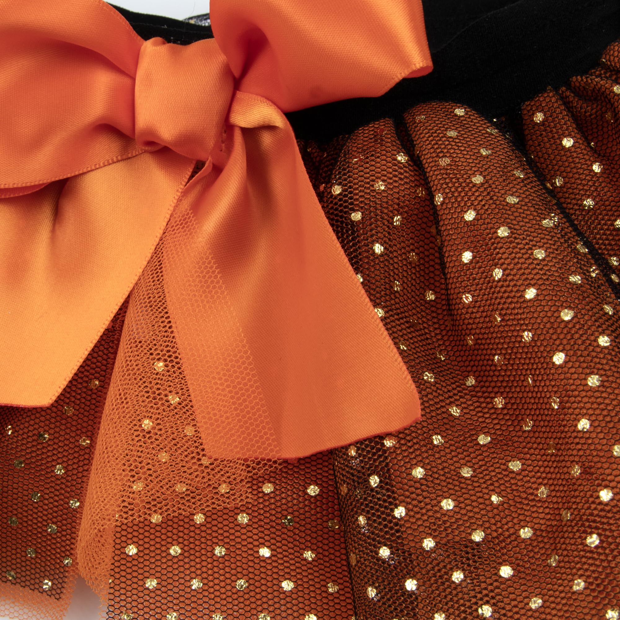 Baby Girl Halloween Outfit 4-Piece Pumpkin Set – Jack-O’-Lantern Bodysuit, Striped Pants, Tutu Skirt & Headband (6 months)