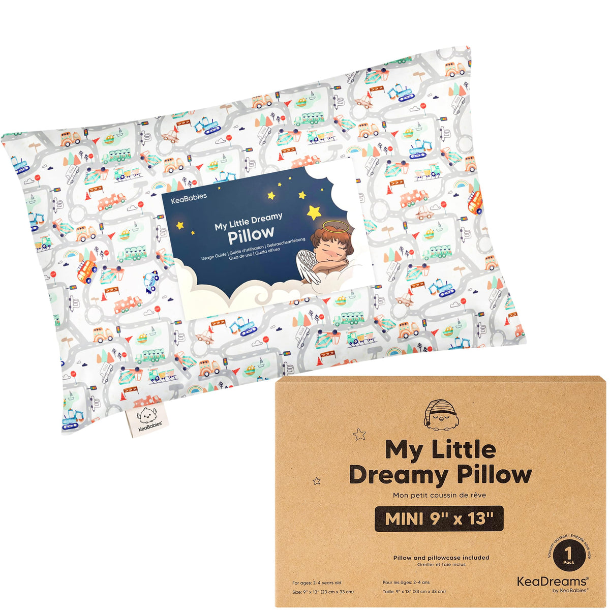 Mini Toddler Pillow with Pillowcase, 9x13 My Dreamy Pillow, Jungle Green