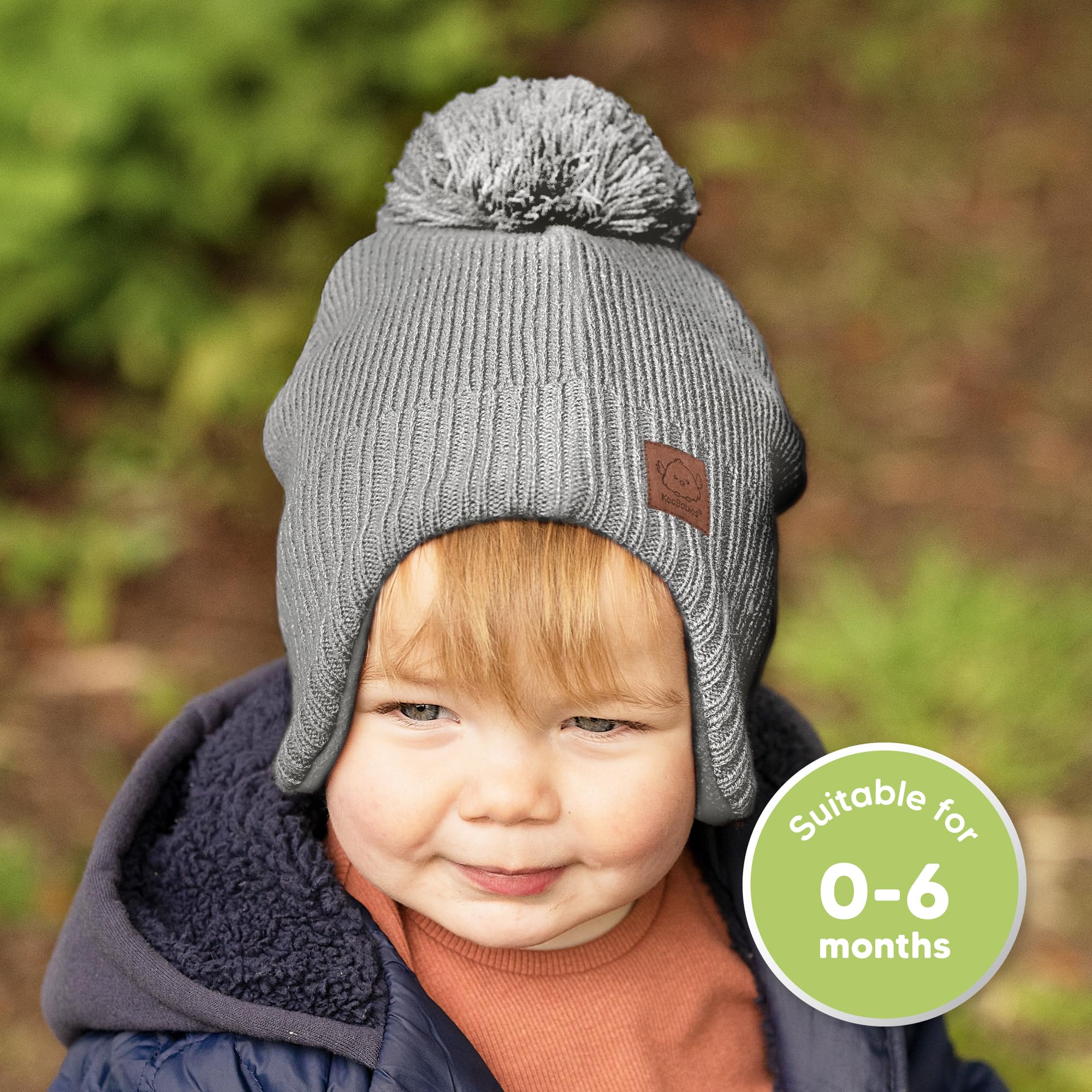 KeaBabies Baby Beanies, Winter Baby Hats for Boys, Girls (Gray, 0-6M)