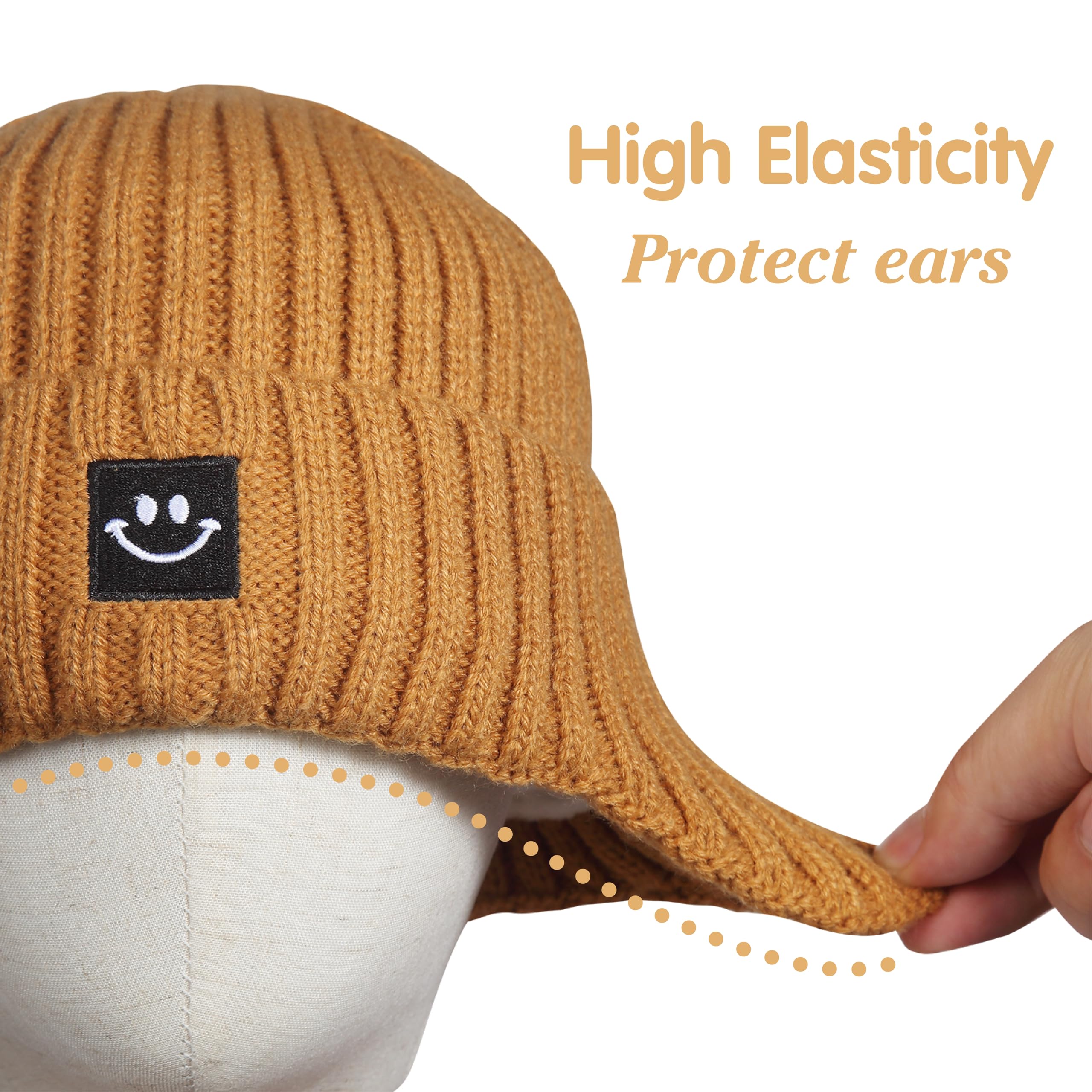 MaxNova Baby Beanie 3-8T Black/Camel 2 Pack