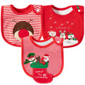 2ooya Christmas Cotton Baby Bibs - 3Pcs Snowman Penguin Toddler Feeding Bibs with Resin Buttons Infant First Christmas Baby Food Bib Xmas Drooling Eating Teething Keepsake Gift for Newborn 6-12 Months