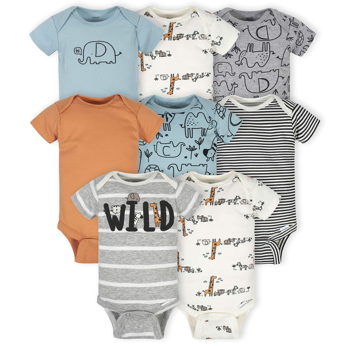 Gerber Baby Boys 8-pack Short Sleeve Onesies Bodysuits And Toddler T-Shirt Set, Bear, 3-6 Months US