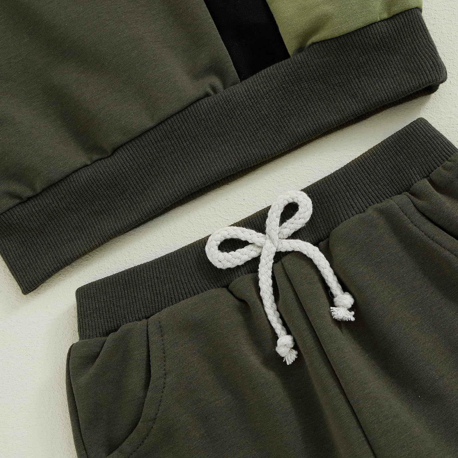 Lucikamy Toddler Baby Boy Fall Outfits Long Sleeve Crew Neck Pullover Sweatshirt + Jogger Pants Set Infant Winter Clothes (Army Green-D, 12-18 Months)