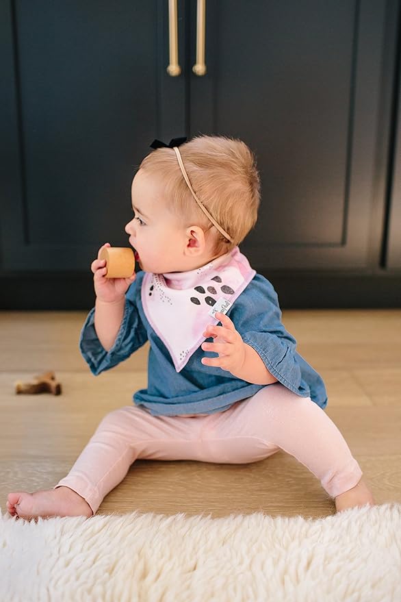 Copper Pearl 4 Pack Soft Cotton Baby Bibs for Drooling and Teething, Absorbent Drool Bibs for Baby Girl and Boy, Adjustable to Fit Newborns to Toddlers, Tons of Styles (Sage)