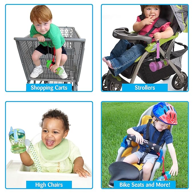 PBnJ Baby SippyPal Sippy Cup Holder Strap Leash Tether (Dinosaur 2-Pack)