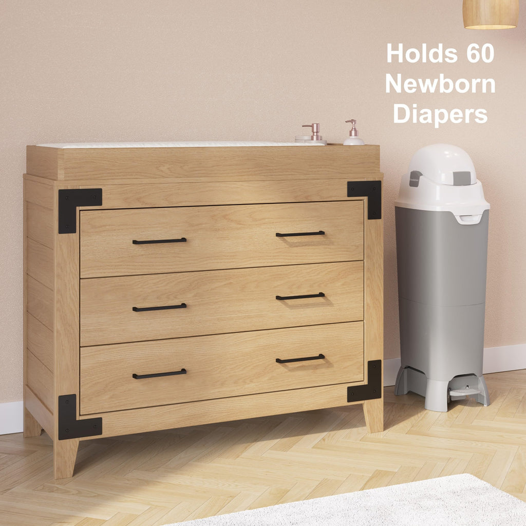 Foundations Hands-Free Tall Diaper Pail with Airtight Lid, Gray