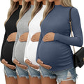 Oakgarden 4 Pack Women Long Sleeve Maternity Shirts, 4-Color, Small