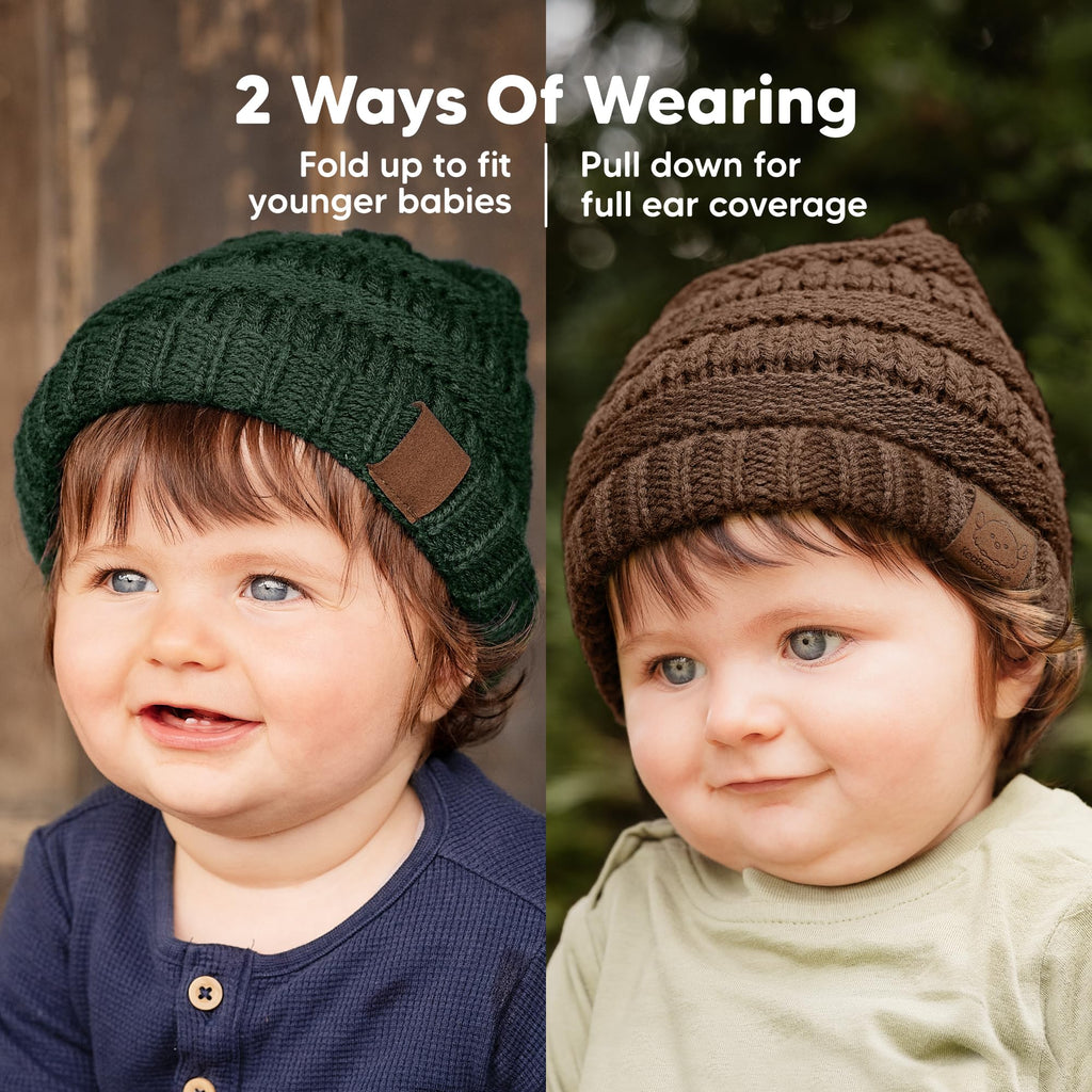 KeaBabies 3-Pack Baby Beanies for Boys, Girls,Soft Cute Baby Hat (Icelandic, 6-36M)