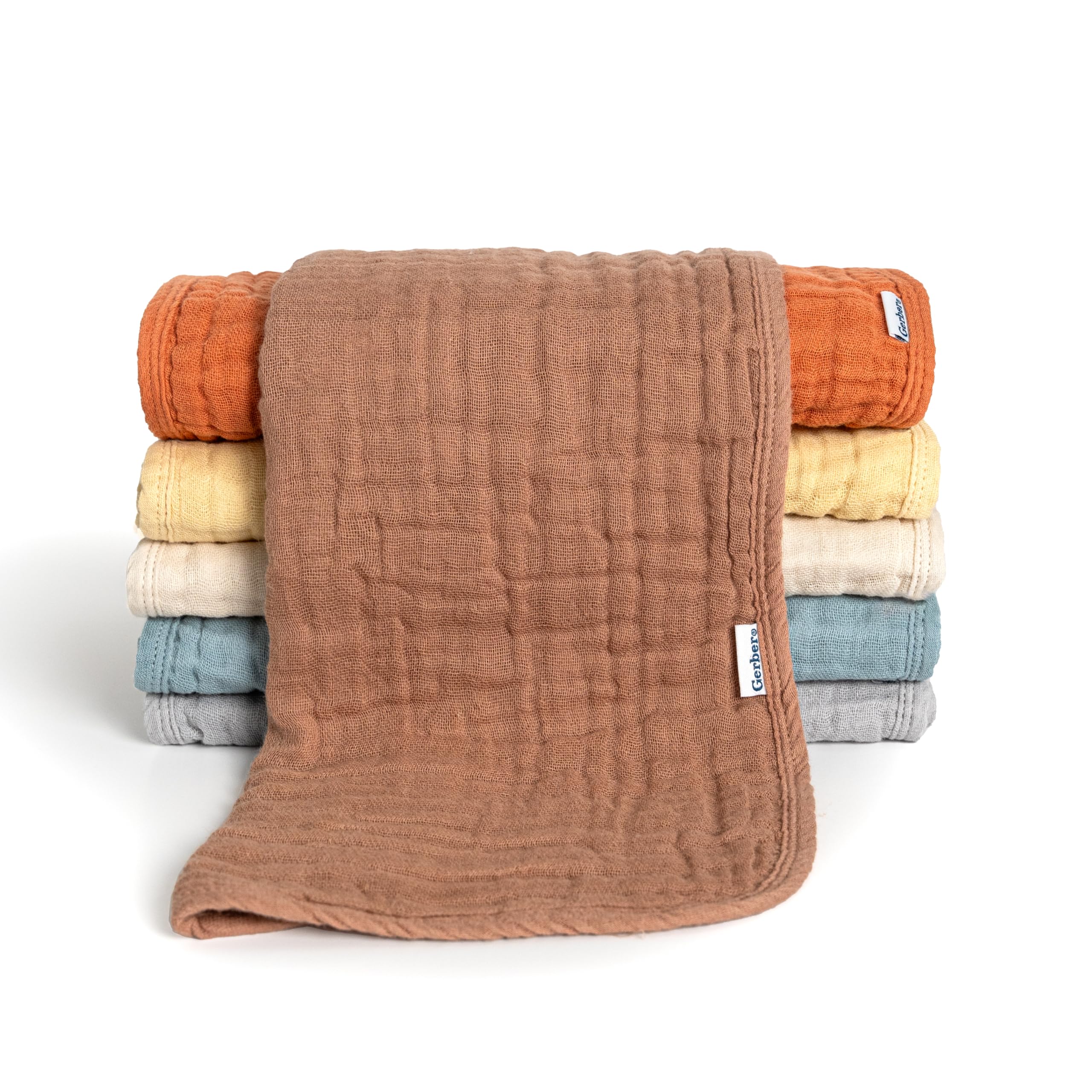 Gerber Baby Boys & Girls Muslin Burp Cloths, Multi Browns, Large Size 20" x 10"