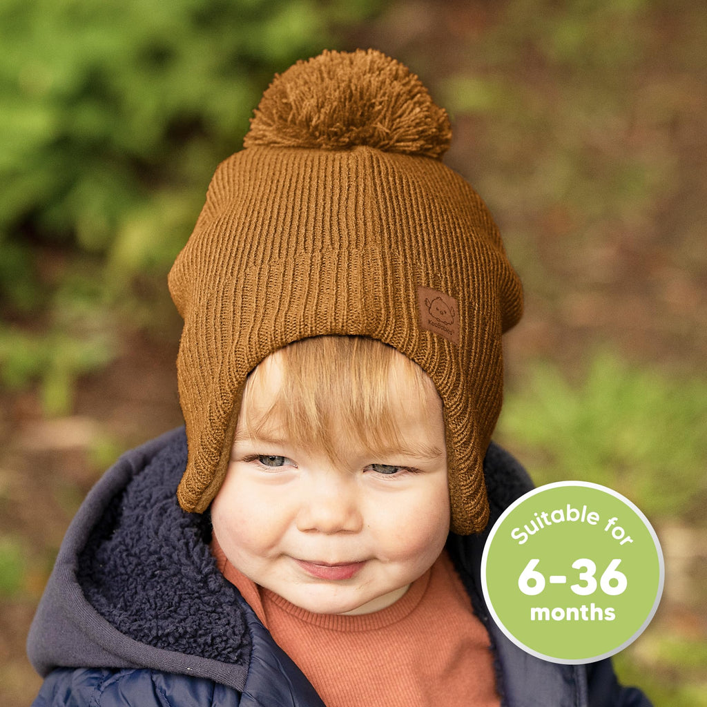 KeaBabies Baby Beanies, Winter Baby Hats for Boys, Girls (Latte, 6-36M)
