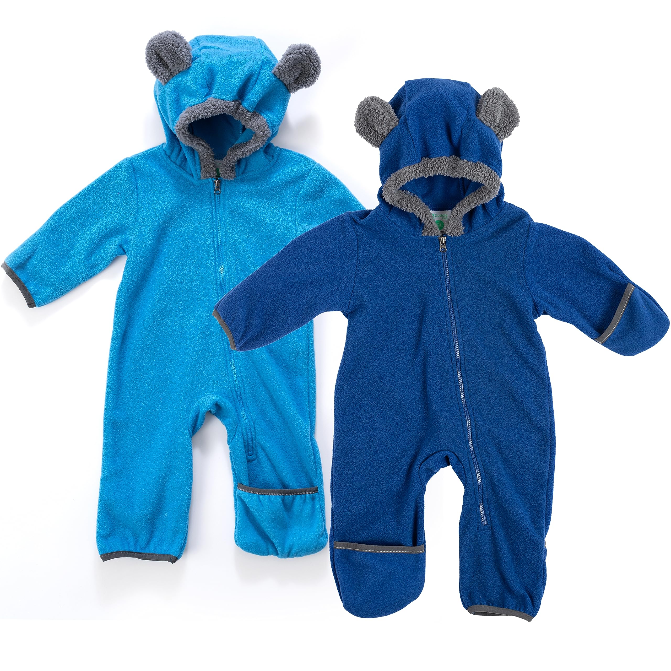 Cuddle Club Fleece Baby Bunting Bodysuit 2 Pack Bundle -Navy & Blue Bear Bunting Baby Fleece Jumpsuit - Teddy Bear Warm Buntings - Newborn Snowsuits 0-3 months Buntings Suits