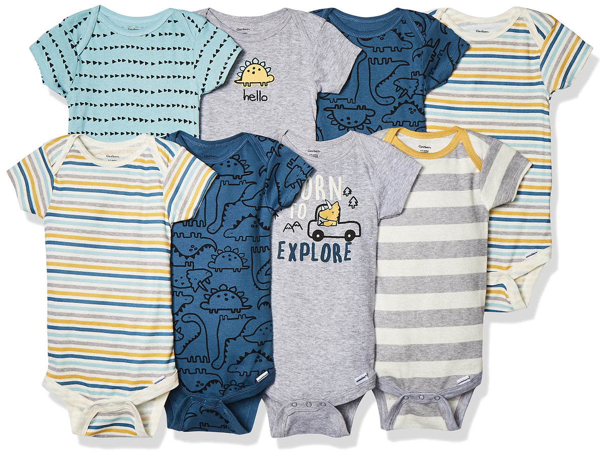 Gerber Baby Boys 8-pack Short Sleeve Onesies Bodysuits And Toddler T-Shirt Set, Bear, 3-6 Months US