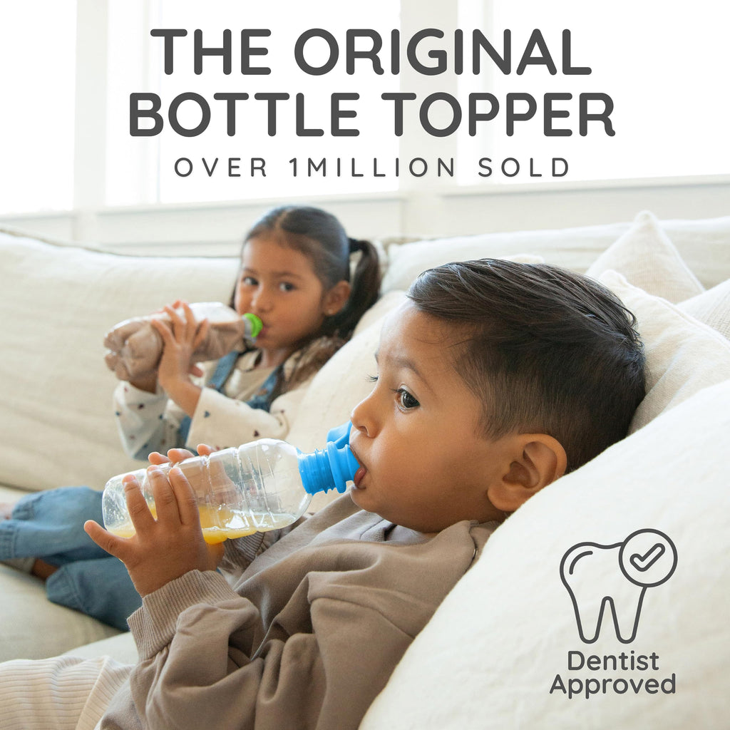 KiddiKap Original Bottle Topper, Silicone Sippy Spout, 3 Pack, Fits 28mm