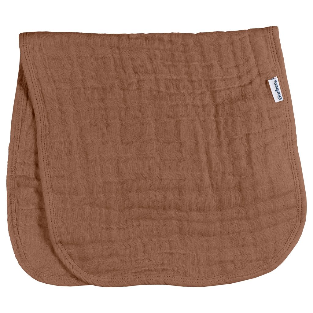 Gerber Baby Boys & Girls Muslin Burp Cloths, Multi Browns, Large Size 20" x 10"