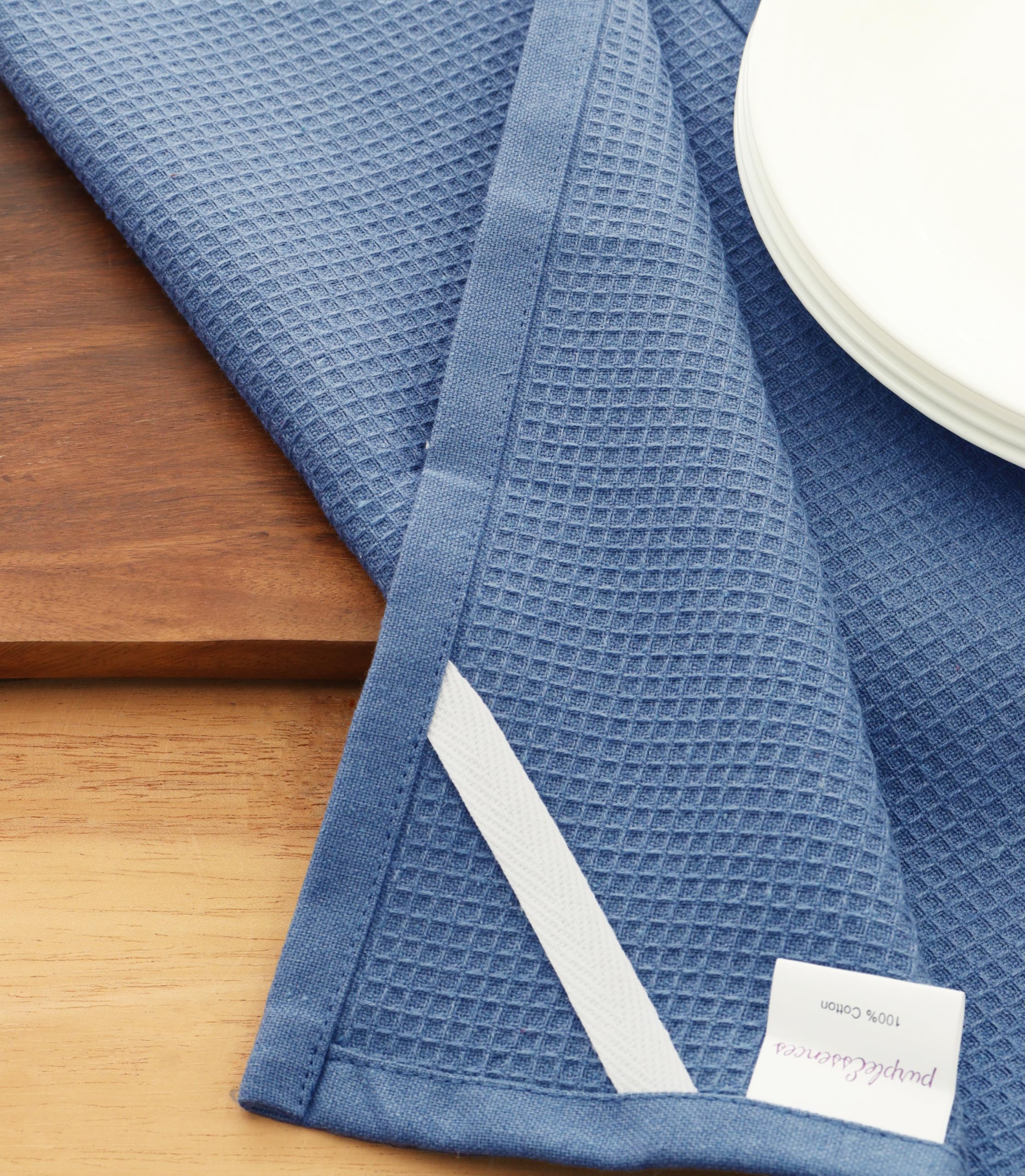 PurpleEssences Waffle Weave Kitchen Towel, 100% Cotton - 15x25 Inches with Hanging Loop, Ultra Soft Absorbent Quick Drying Dish Cloth, Tea and Hand Towels, 4 Pack - Spring Easter Summer - Smoky Grey