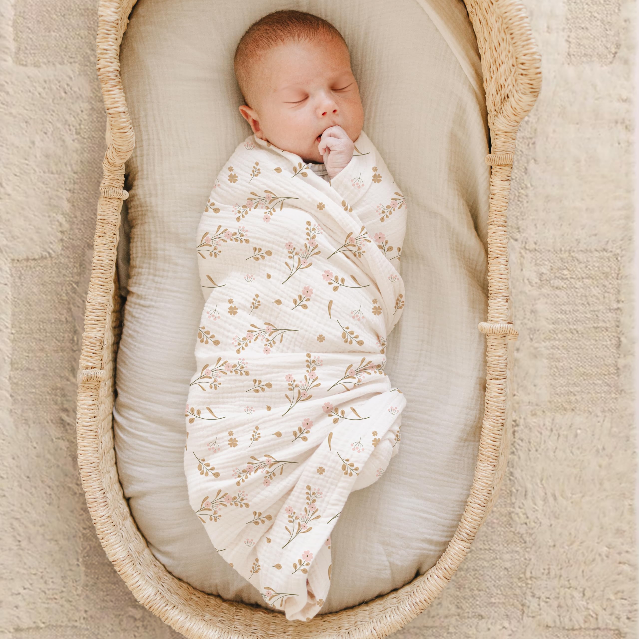 Konssy 2 Pack Muslin Swaddle Blankets, 100% Cotton Receiving Blankets