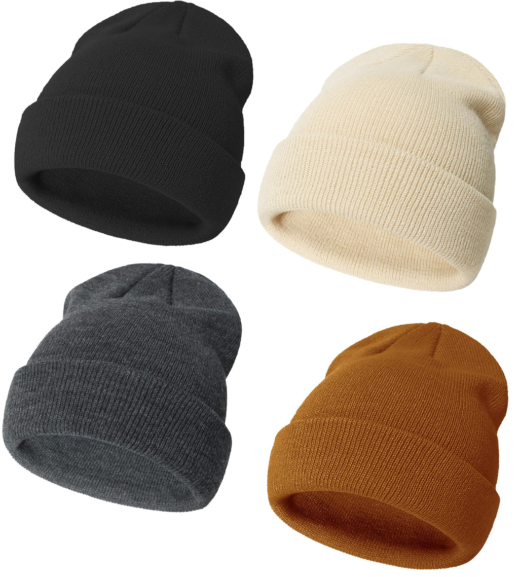 ENBAOHUI Baby Beanies Newborn Hats Toddler Winter Warm Hat Boys Girls Black/Dark Grey/Apricot/Caramel 2-6 Years