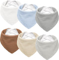 Susurration Muslin Baby Drool Bibs 6Pack Soft Triangular Adjustable Baby Bandana Bibs for Unisex Baby Girls & Boys