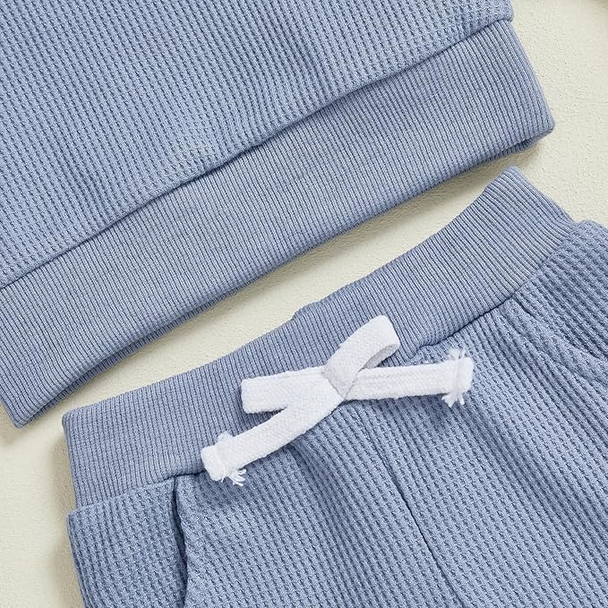 Kuriozud Toddler Baby Boy Fall Winter Clothes Long Sleeve Crewneck Pullover Sweatshirt Jogger Pants Set 2 Piece Outfit