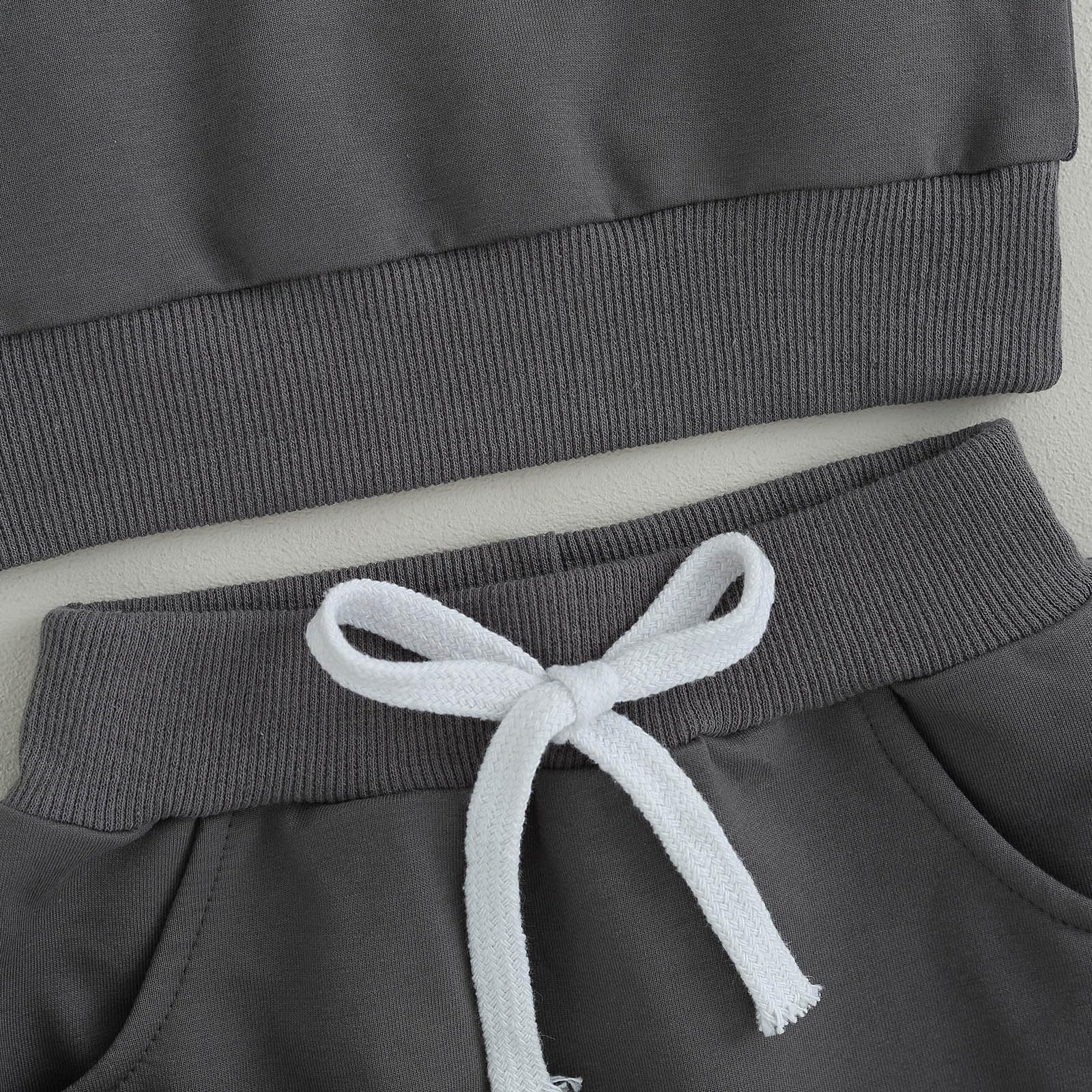 GGBNOMER Toddler Baby Boy Fall Clothes Waffle Contrast Color Sweatshirt Pants Sets Infant Winter Outfits 6 12 18 24 Months (Letter Gray, 18-24 Months)