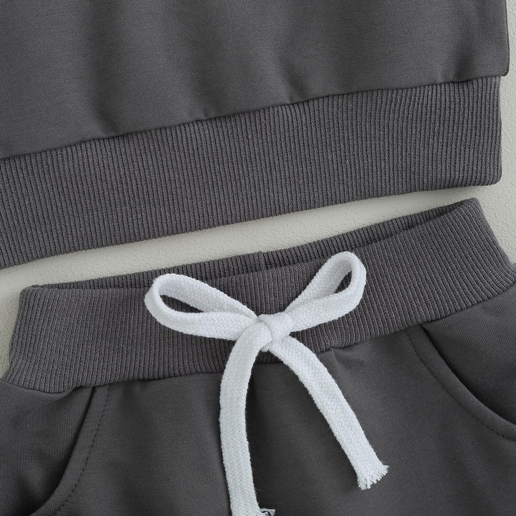 Kupretty Toddler Baby Boy Color Block Sweatshirt Pants Blue Dark Gray 24M