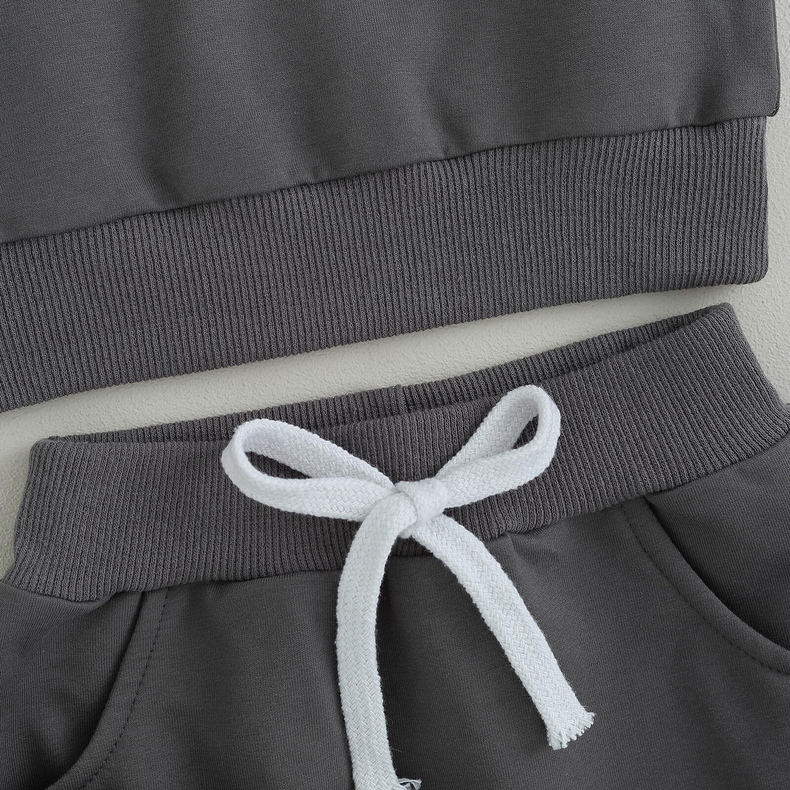 Kupretty Toddler Baby Boy Color Block Sweatshirt Pants Blue Dark Gray 24M
