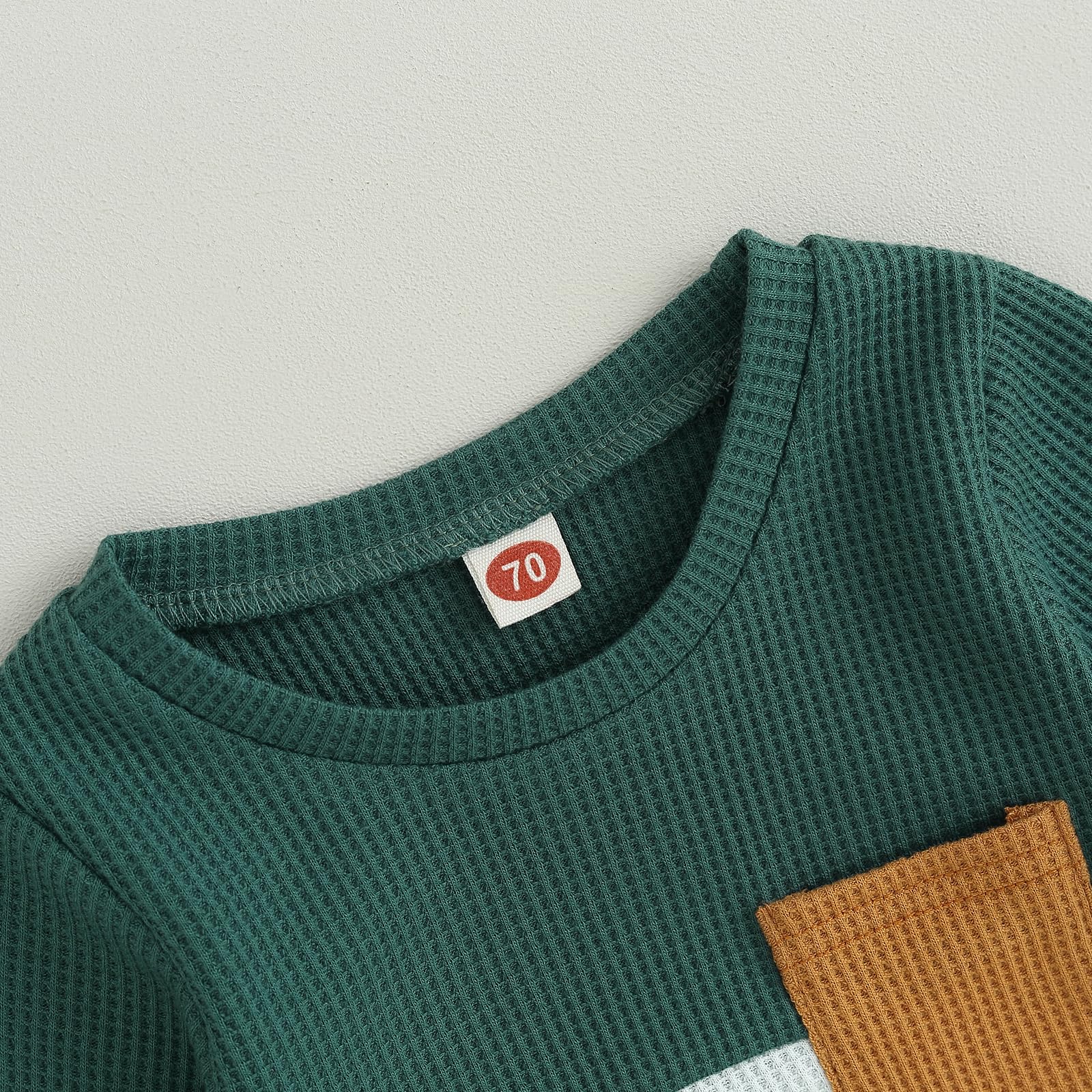 GGBNOMER Toddler Baby Boy Fall Clothes Waffle Contrast Color Sweatshirt Pants Sets Infant Winter Outfits 6 12 18 24 Months (Dark Green, 2-3T)