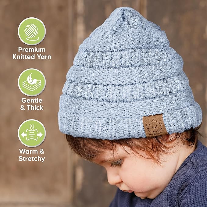 3-Pack Baby Beanies for Boys, Girls - Stretchy Knit Baby Hats, Cute Newborn & Toddler Winter Hat, Soft & Warm Infant Beanie 6-36 Months (Cobalt, M)