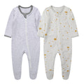 O2 BABY Baby Boys Girls Organic Cotton Zip Front Sleeper Pajamas, Footed Sleep 'n Play（0-3 Months, Star & Stripes）