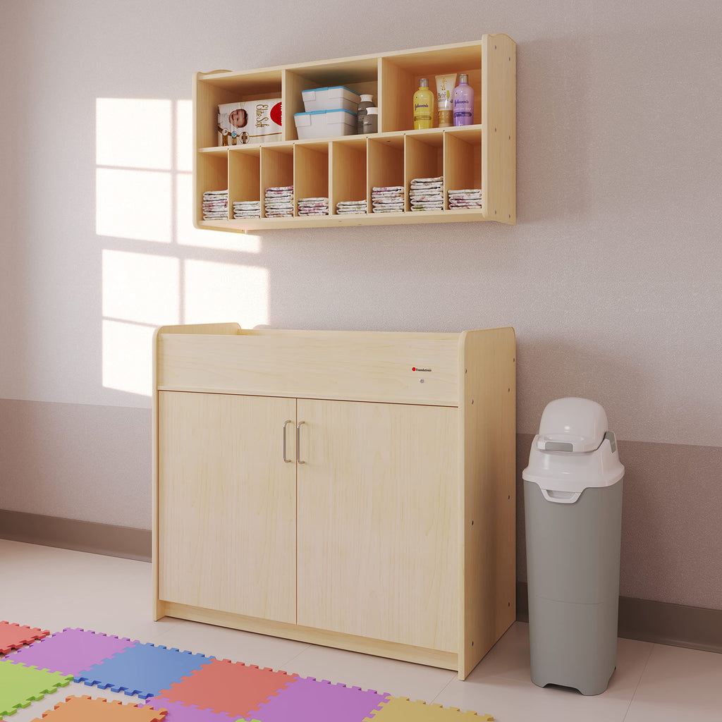 Foundations Wall-Mounted Diaper Organizer for Daycares, Natural