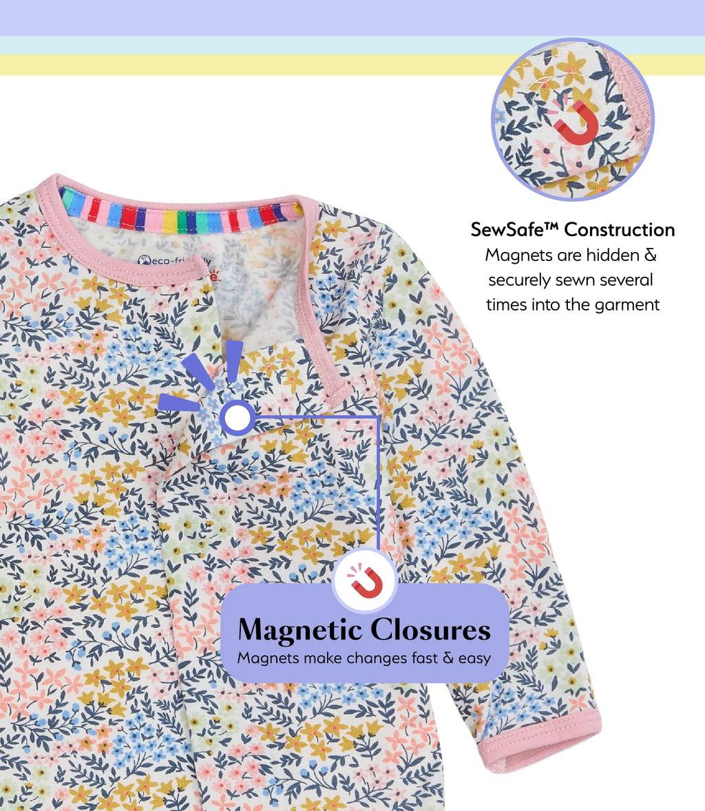 Magnetic Me Girls Modal Magnetic Baby Footie Pajamas | Silky Soft Modal Fabric | Chelsea Ruffle | Preemie