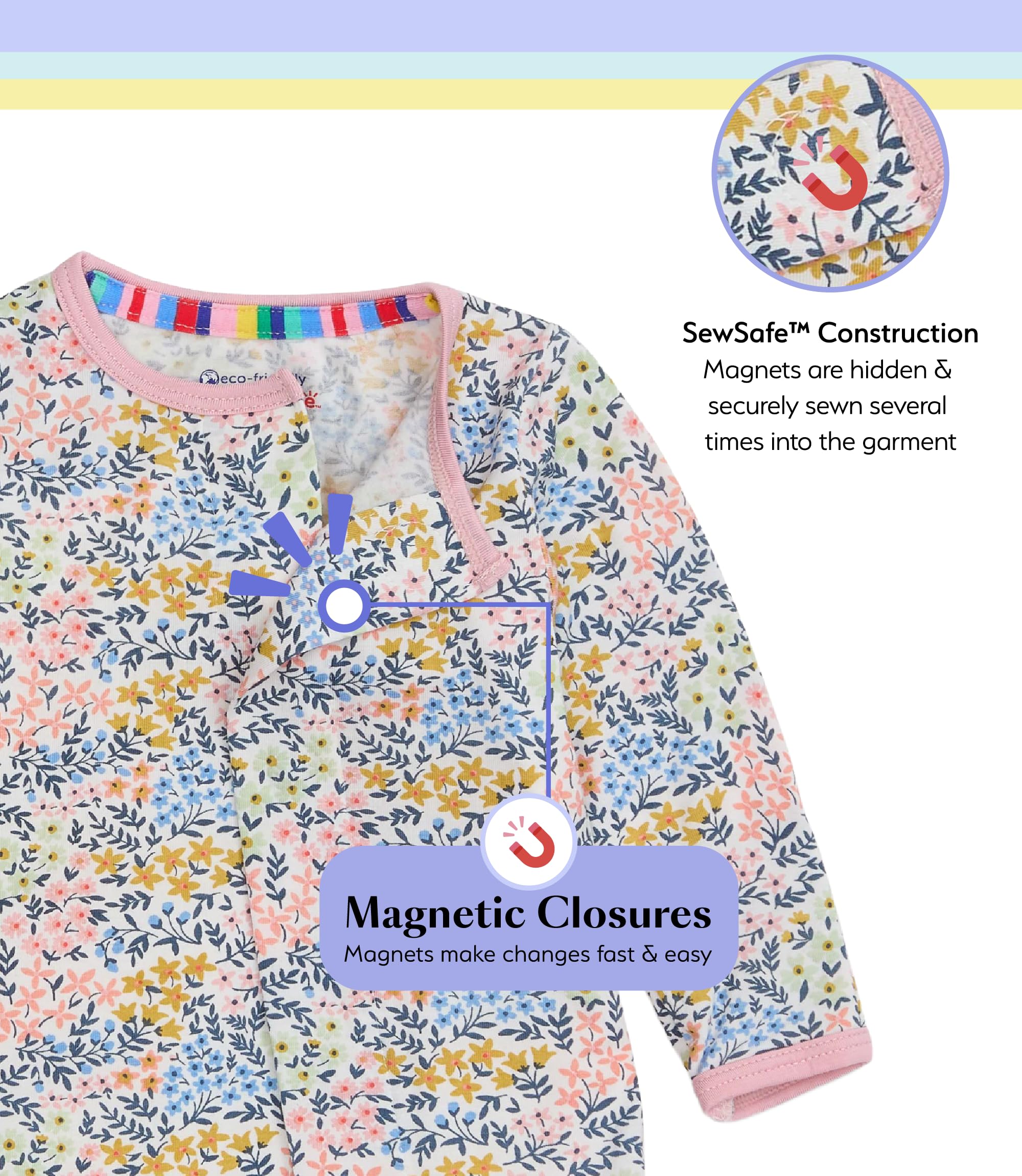 Magnetic Me Girls Modal Magnetic Baby Footie Pajamas | Silky Soft Modal Fabric | Chelsea Ruffle | Preemie