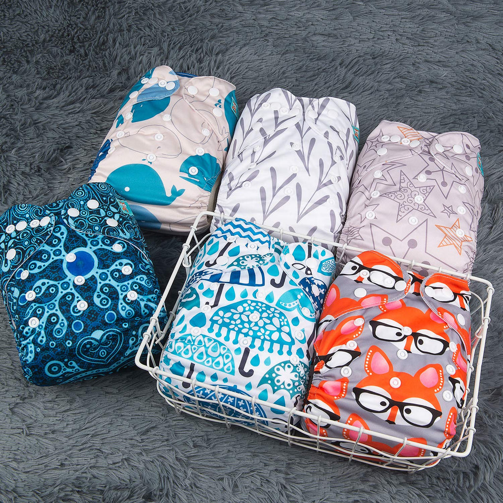 ALVA Cloth Diapers for Babies 6pcs with 12 Inserts Reusable Diaper Covers