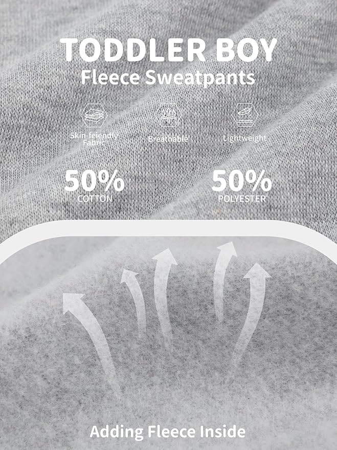 3 Pack Fleece Toddler Boys Sweatpants Kids Joggers Soft Cotton Toddler Boys Girls Sweatpants with Pocket Drawstring