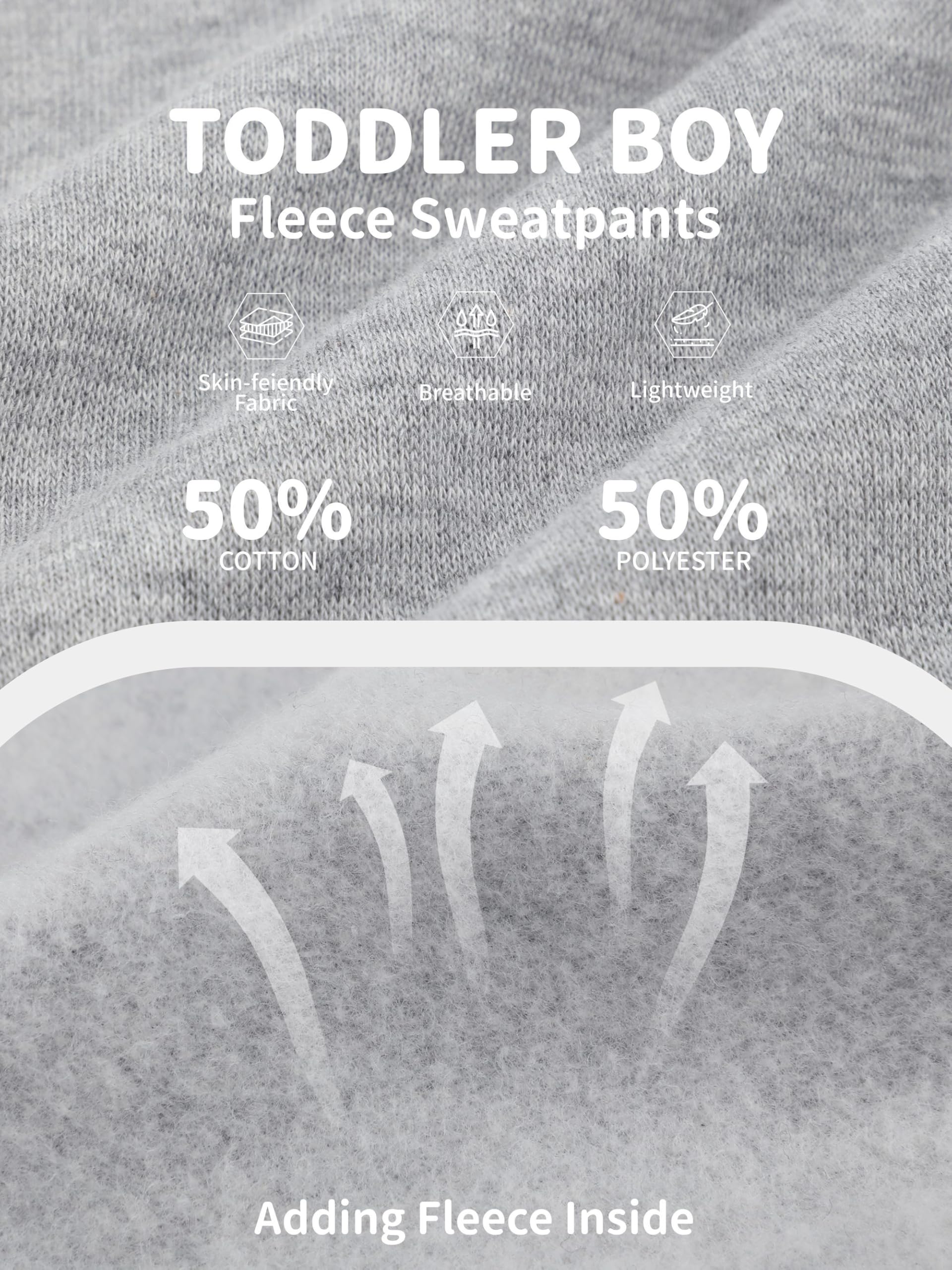 Feyoyi 3 Pack Fleece Toddler Boys Sweatpants Kids Joggers Soft Cotton Toddler Boys Girls Sweatpants with Pocket Drawstring