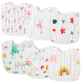 Zainpe 6Pcs Snap Muslin Cotton Bibs for Baby Rainbow Unicorn Flamingo Machine Washable Burp Cloths with 6 Absorbent Soft Layers for Girl&Boy Infant Newborn Toddler Feeding Drooling Teething