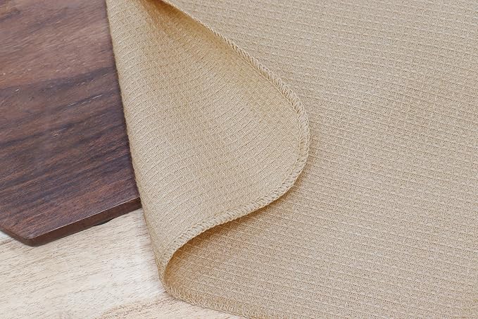 PurpleEssences Dish Cloths and Dish Rags - 6 Pack Waffle Weave Solid Kitchen Dish Wash Cloths, 100% Cotton, 12 x 12 Inches, Ultra Soft Absorbent Quick Drying Fall Thanksgiving - Beige