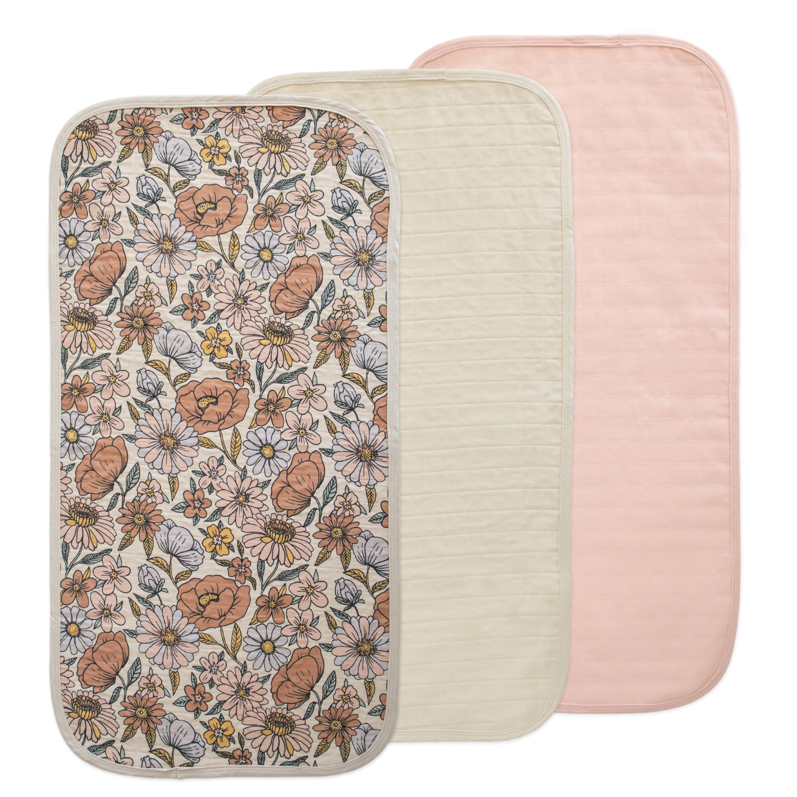 mushie Water Repellent Changing Pad Liners | Cotton (Retro Flowers Combo)