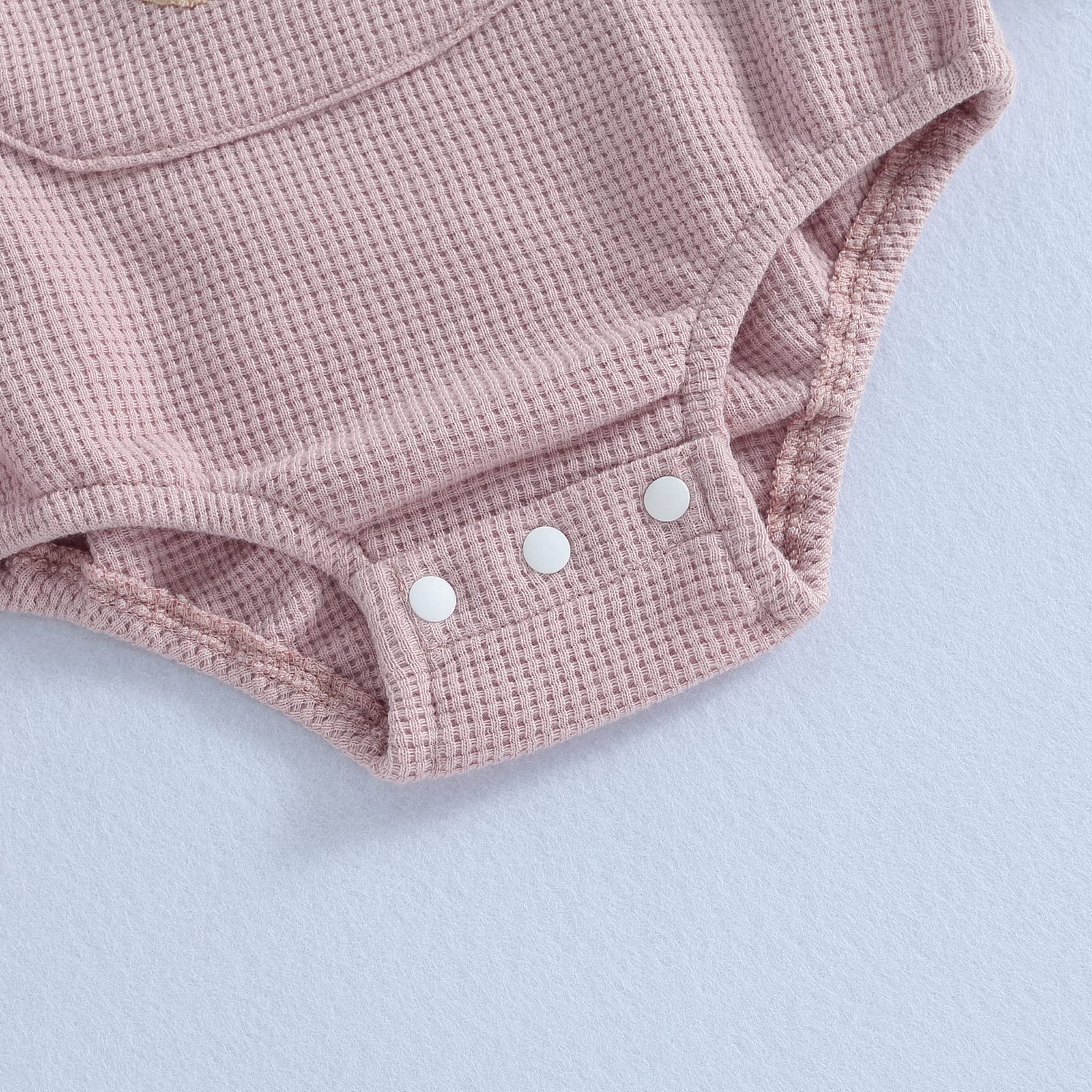 Cute Baby Sweatshirt Romper Waffle Knit Baby Clothes Infant Girl Boy Fall Winter Outfits (Pink-a, 6-12 Months)