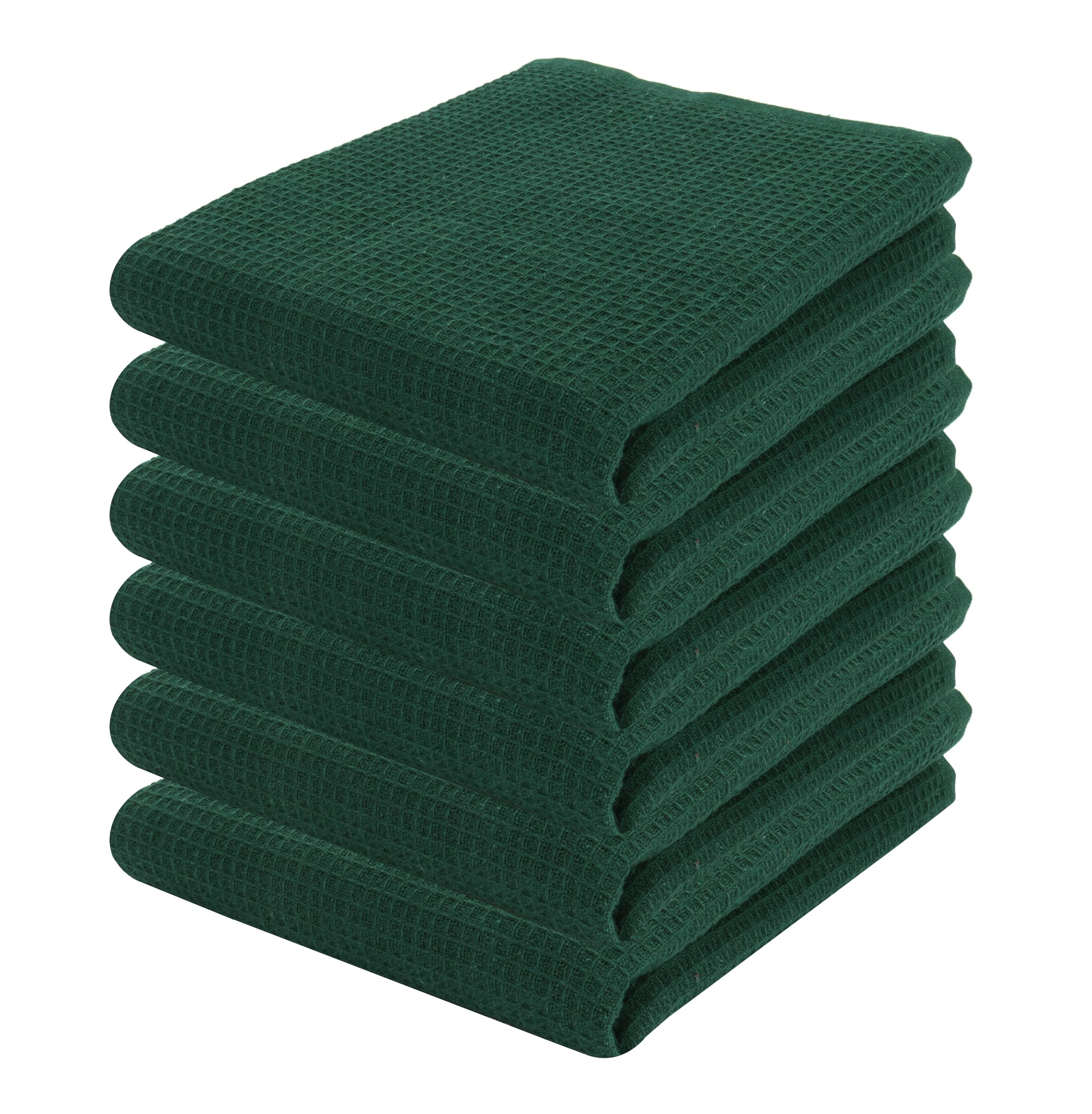 PurpleEssences Waffle Weave Kitchen Towel, 100% Cotton - 15x25 Inches with Hanging Loop, Ultra Soft Absorbent Quick Drying Dish Cloth, Tea and Hand Towels, 6 Pack - Spring Easter Summer - Green