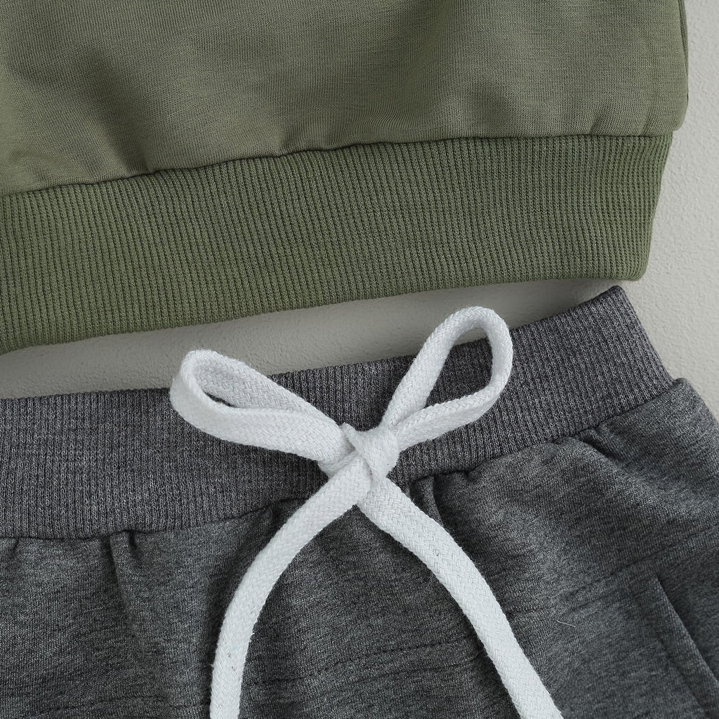 MA&BABY Toddler Baby Boy Clothes Solid Color Sweatshirt Jogger Pants Set