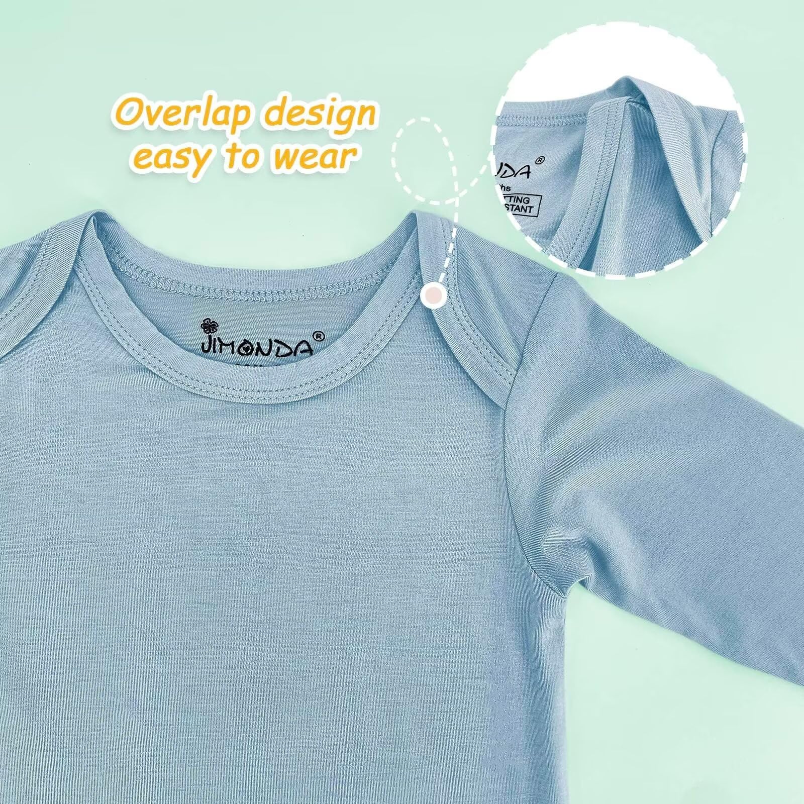 Jimonda Baby Rompers | Soft Summer Long-Sleeve Bodysuit for Newborns 0-24M | Breathable Infant Onesie with Snap Buttonsslate&sage