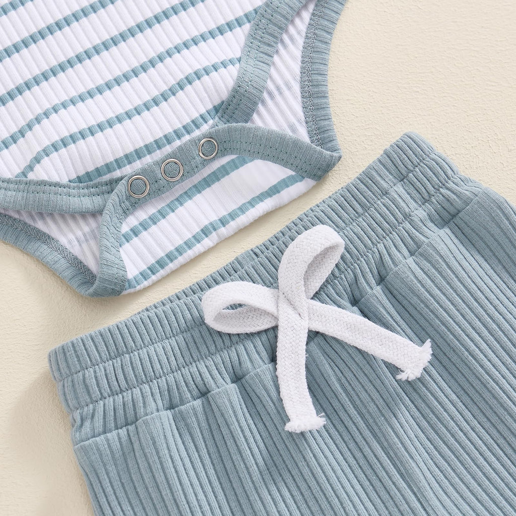 MA&BABY Newborn Baby Boy Clothes Ribbed Knit Long Sleeve Romper Pants Set